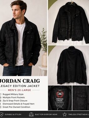 Jordan Craig Black Military-Style Men's Jacket